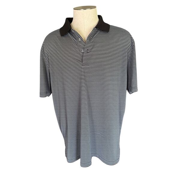 PGA Tour Black White Gray Polo Striped Shirt Size XXL - Picture 1 of 4